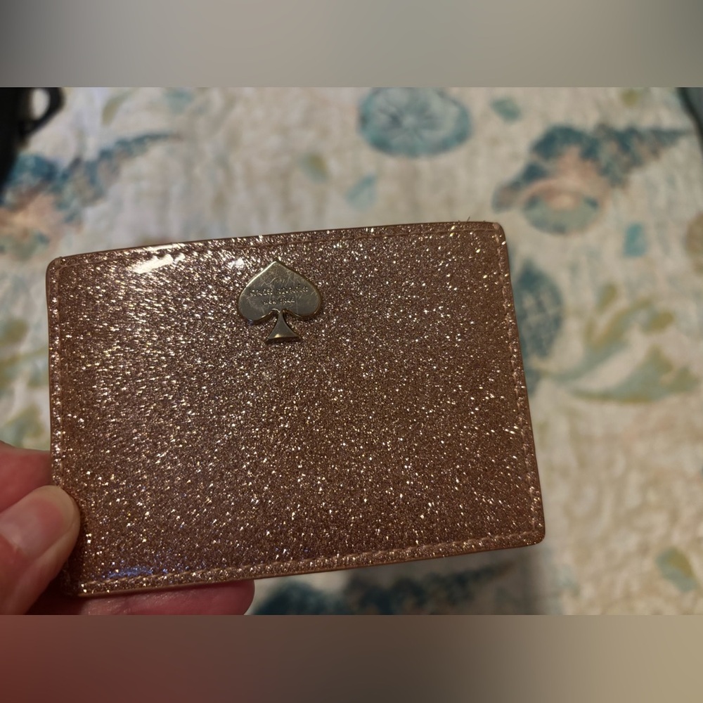 kate spade Rose Gold Glitter Card Wallet